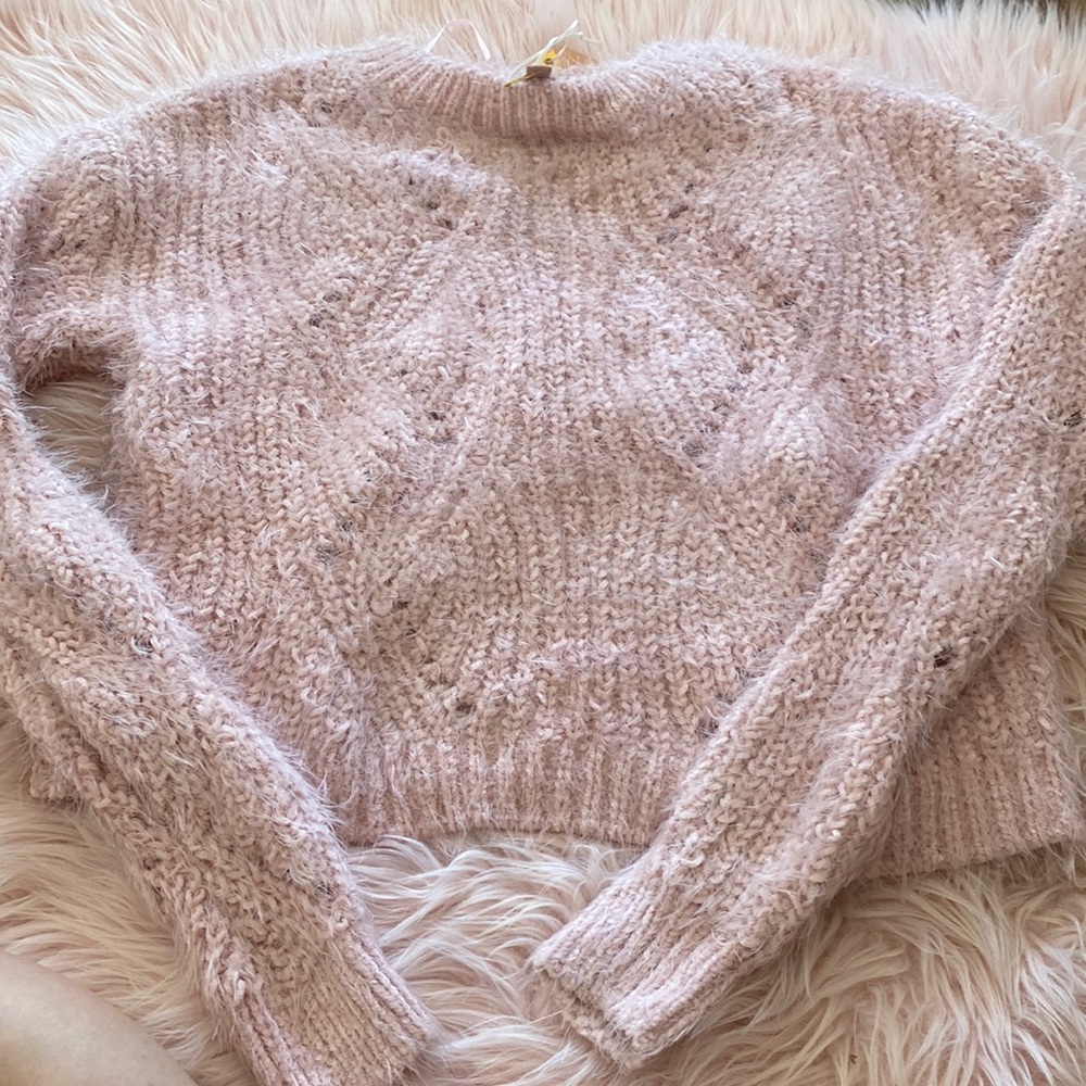 Baby pink fuzzy sweater